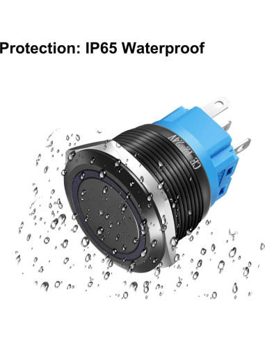 Botón Pulsador Momentáneo Gebildet 22mm IP65 LED Azul