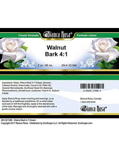 Crema de Corteza de Nogal 4:1 Bianca Rosa 56.7 g Sin Rellenos