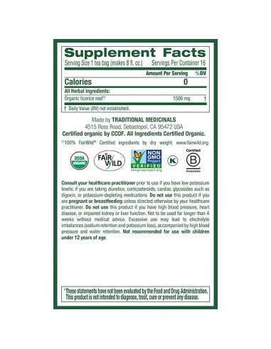 Té de Hierbas Orgánico Traditional Medicinals Raíz de Regaliz 48 Bolsas