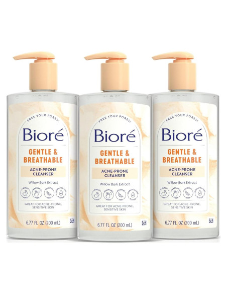 Limpiador Facial Biore Suave para Acné 191 ml - Paquete de 3