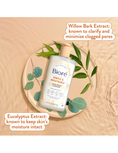 Limpiador Facial Biore Suave para Acné 191 ml - Paquete de 3