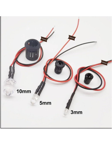 25 Bombillas LED Blancas 10mm Pre-cableadas 12V + Soportes