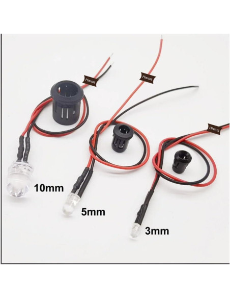 25 Bombillas LED Blancas 10mm Pre-cableadas 12V + Soportes 25 Bombillas LED Blancas 10mm Pre-cableadas 12V + Soportes