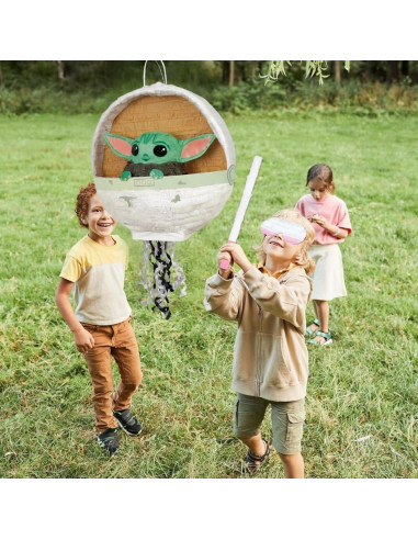 Piñata 3D Baby Yoda El Niño Mandaloriano Única 45 cm