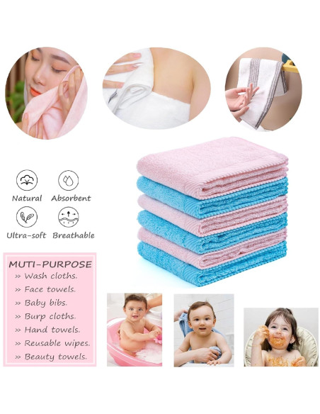 Toallas de Baño Mother-Earth 6 Unidades 30.48x30.48cm Suaves