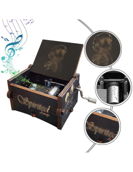 Caja de Música Bolunlun de Madera Manivela 6.35x5.08cm