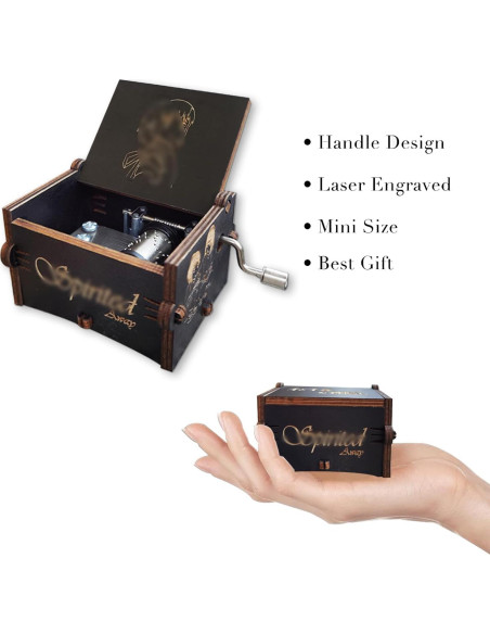 Caja de Música Bolunlun de Madera Manivela 6.35x5.08cm