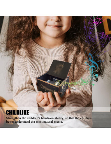 Caja de Música Bolunlun de Madera Manivela 6.35x5.08cm