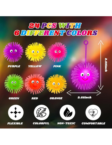 24 Pelotas Puffer LED Iluminadas Basytodio para Niños 4-12 Años