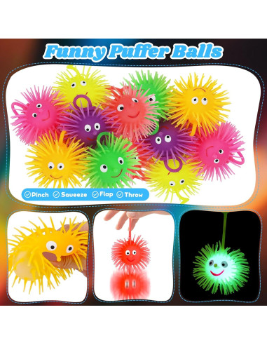 24 Pelotas Puffer LED Iluminadas Basytodio para Niños 4-12 Años