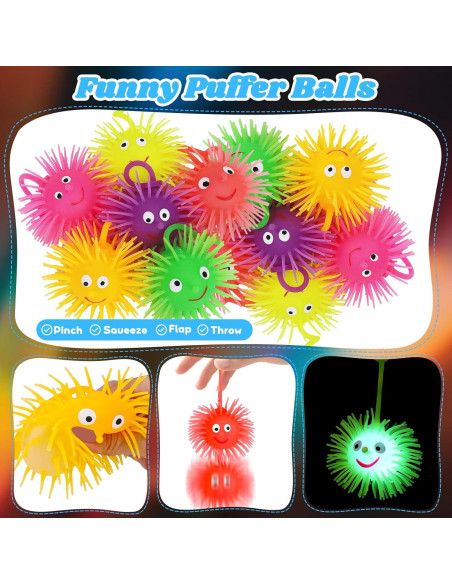 24 Pelotas Puffer LED Iluminadas Basytodio para Niños 4-12 Años