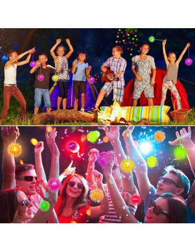 24 Pelotas Puffer LED Iluminadas Basytodio para Niños 4-12 Años