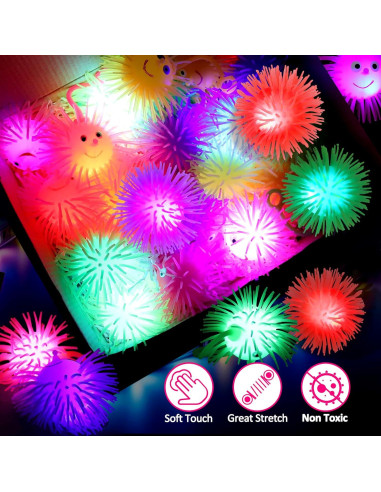 24 Pelotas Puffer LED Iluminadas Basytodio para Niños 4-12 Años