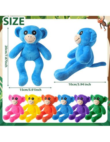 Monos de Peluche Neón Syhood 20 cm - 6 Piezas para Fiesta