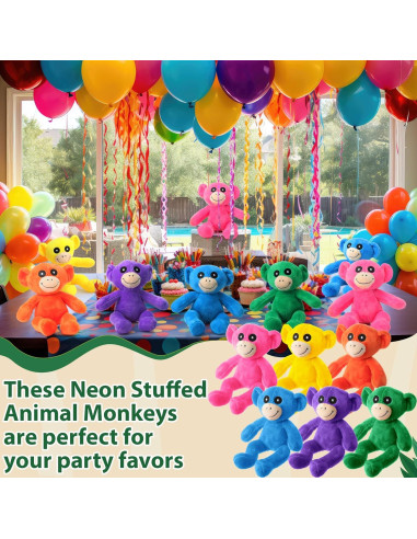 Monos de Peluche Neón Syhood 20 cm - 6 Piezas para Fiesta