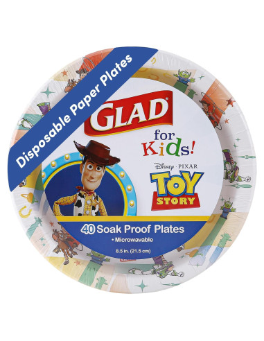 Platos de Papel Desechables Glad Toy Story 21.6 cm - 40 Unidades