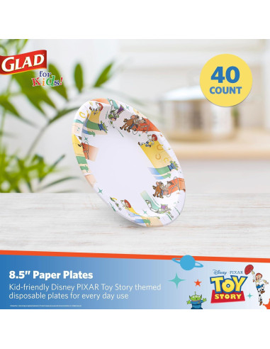 Platos de Papel Desechables Glad Toy Story 21.6 cm - 40 Unidades
