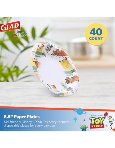 Platos de Papel Desechables Glad Toy Story 21.6 cm - 40 Unidades