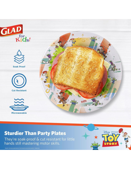 Platos de Papel Desechables Glad Toy Story 21.6 cm - 40 Unidades