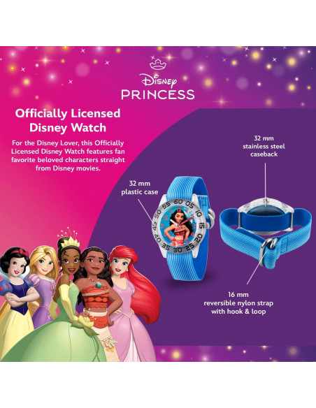 Reloj Disney Moana para Niñas 3-7 Años Correa Nailon Azul