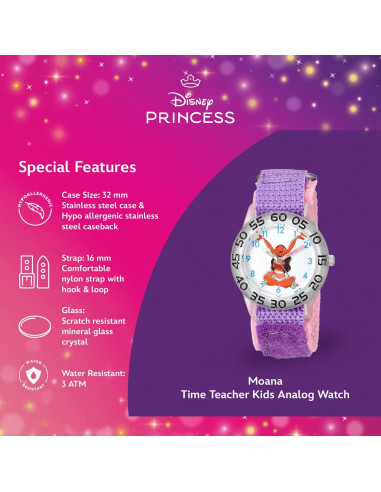 Reloj Disney Moana para Niñas 3-7 Años Correa Nailon Azul
