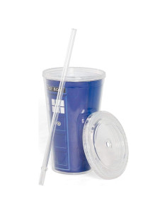 Taza Reutilizable TARDIS Doctor Who 0.47 L con Tapa y Popote