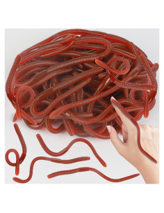 60 Gusanitos Falsos de Goma PP Hardware 18 cm para Bromas