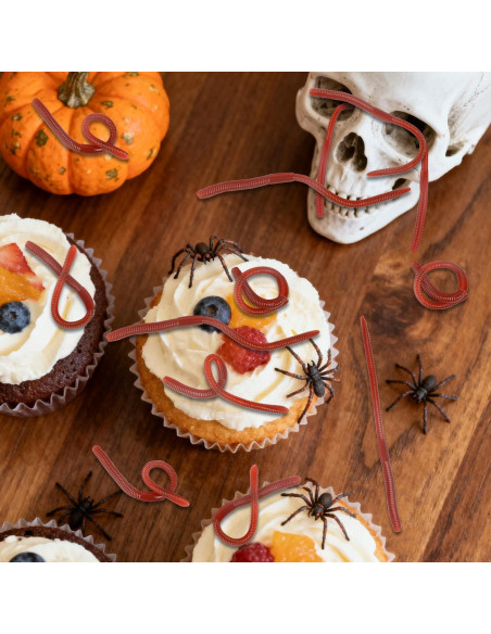 60 Gusanitos Falsos de Goma PP Hardware 18 cm para Bromas