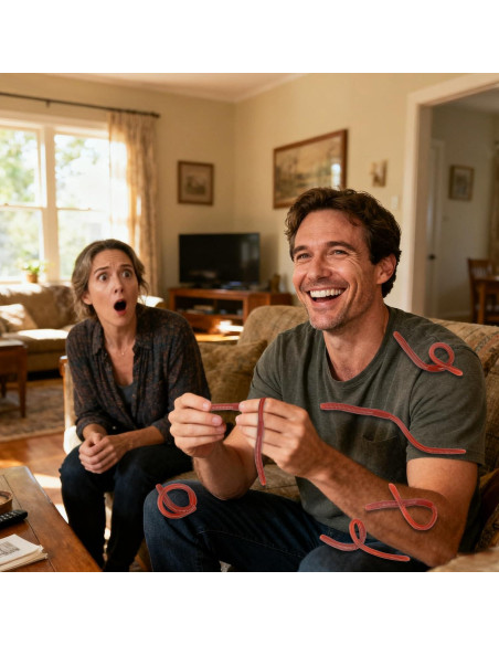 60 Gusanitos Falsos de Goma PP Hardware 18 cm para Bromas