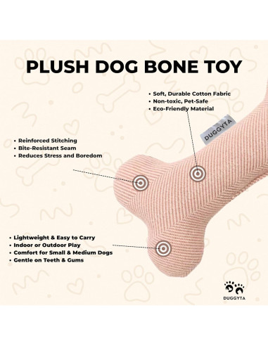 Juguete de Hueso de Peluche Duggyta BONETOY Rosa 21.6cm