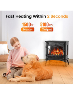 Calentador de Chimenea Eléctrica Joy Pebble 50.8 cm 1000/1500W 3D 2