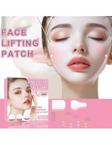 Cinta de Levantamiento Facial Invisible Bvcotor - 180 Piezas