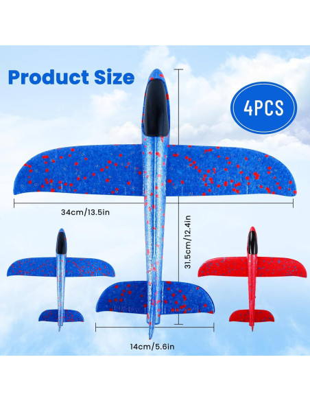 Paquete de 4 Aviones de Espuma EPP 34.3 cm para Niños