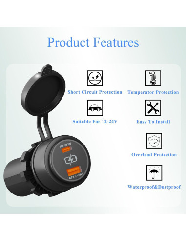 Cargador de coche USB dual 100W BANDC PD QC3.0 12V/24V