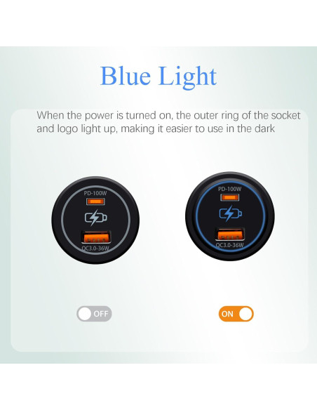 Cargador de coche USB dual 100W BANDC PD QC3.0 12V/24V