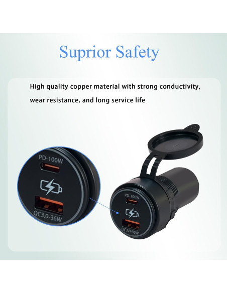 Cargador de coche USB dual 100W BANDC PD QC3.0 12V/24V