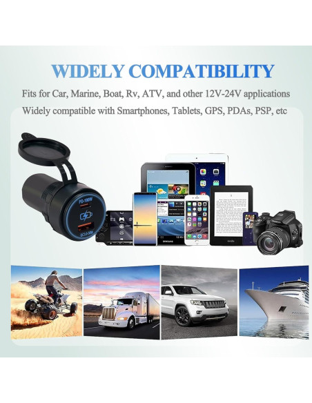 Cargador de coche USB dual 100W BANDC PD QC3.0 12V/24V