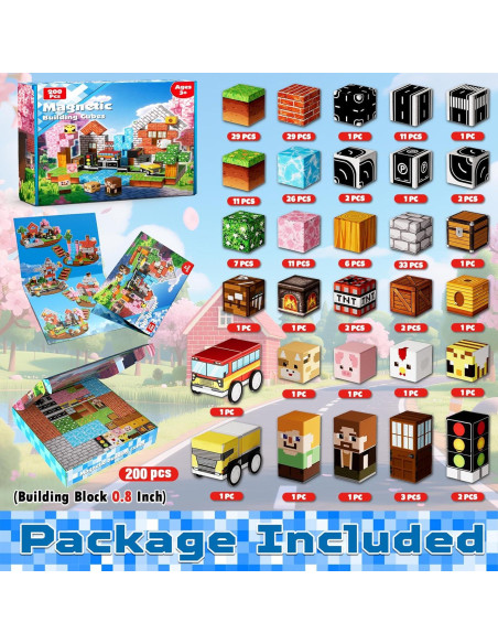 200 Bloques Magnéticos de Construcción Magnetopia - Juguetes para Niños 3-12 Años
