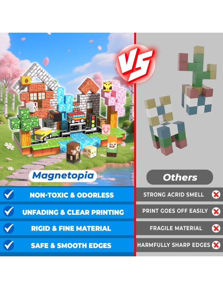 200 Bloques Magnéticos de Construcción Magnetopia - Juguetes para Niños 3-12 Años