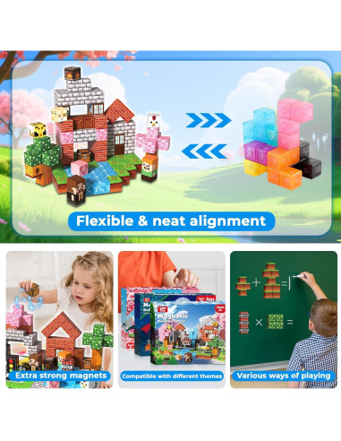 200 Bloques Magnéticos de Construcción Magnetopia - Juguetes para Niños 3-12 Años