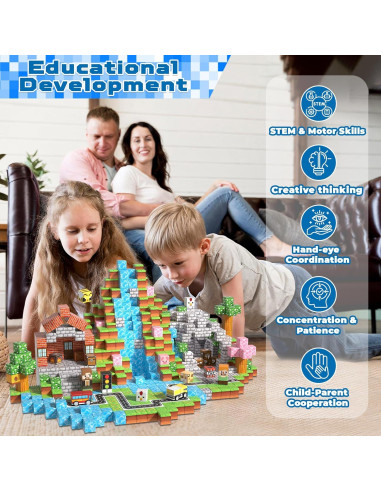 200 Bloques Magnéticos de Construcción Magnetopia - Juguetes para Niños 3-12 Años