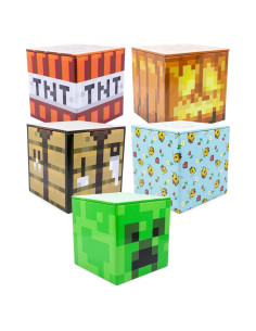 Kit de 5 Cajas de Almacenamiento de Lata Toynk Minecraft 10.16 cm