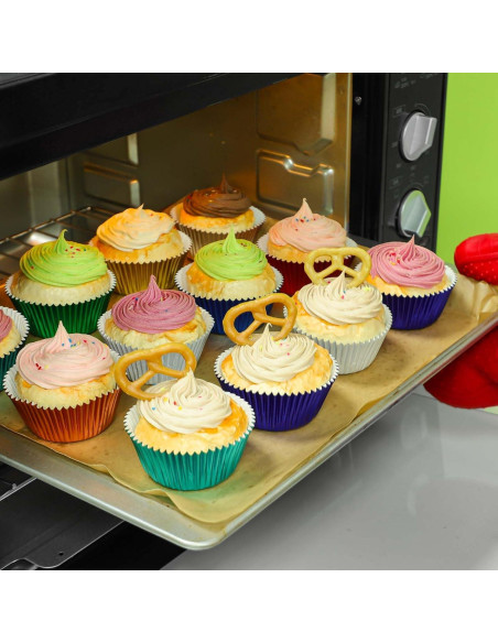 Forros de Cupcake Metálicos Aqua GiFBERA 200 Unidades