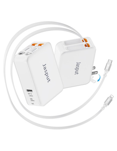 Cargador USB C Retráctil 65W 5 en 1 con Cables 1.18m