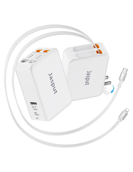 Cargador USB C Retráctil 65W 5 en 1 con Cables 1.18m