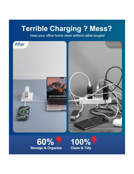 Cargador USB C Retráctil 65W 5 en 1 con Cables 1.18m