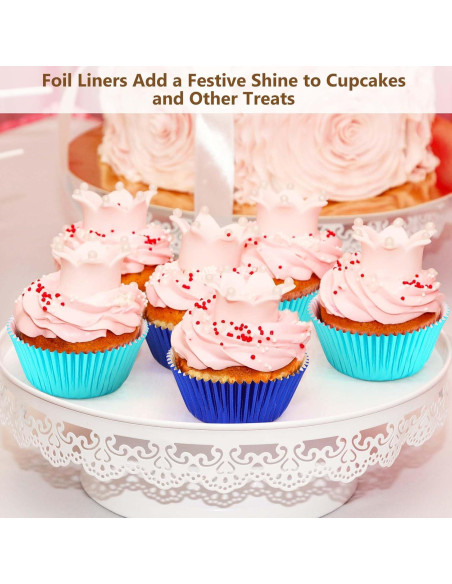 Forros de Cupcake Metálicos Aqua GiFBERA 200 Unidades