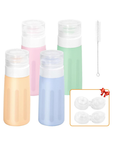 Juego de 4 Botellas de Viaje Seropy 90 ml Silicona A Prueba de Fugas
