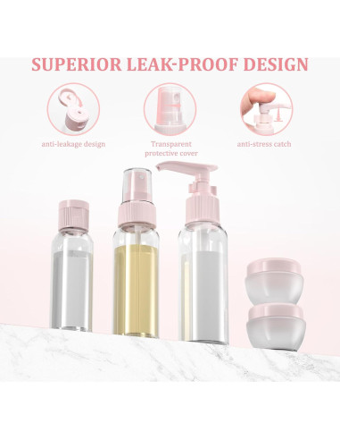 Kit de Botellas de Viaje ANNGO 12 Pack A Prueba de Fugas