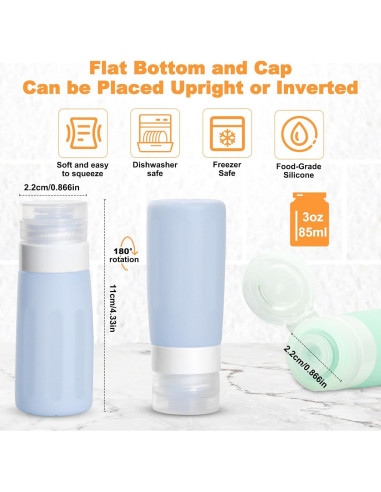 Juego de 4 Botellas de Viaje Seropy 90 ml Silicona A Prueba de Fugas